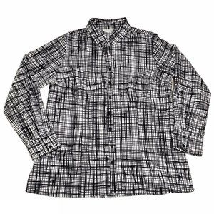 Fred David Black White Striped Blouse